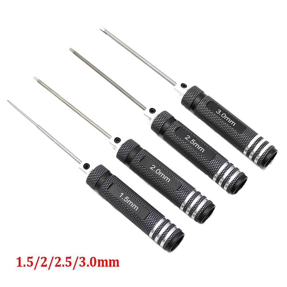 Rc Hobby Electric Screwdriver - 4 قطعة 1.5/2/2.5/3.0 مللي متر الأسود